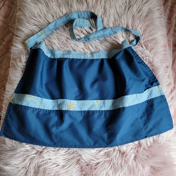 Vintage Apron Handmade 90s Vintage Dark Blue - Picture 2 of 7